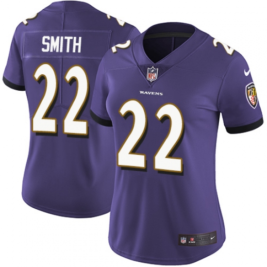 Women's Nike Baltimore Ravens 22 Jimmy Smith Purple Team Color Vapor Untouchable Limited Player NFL Jersey