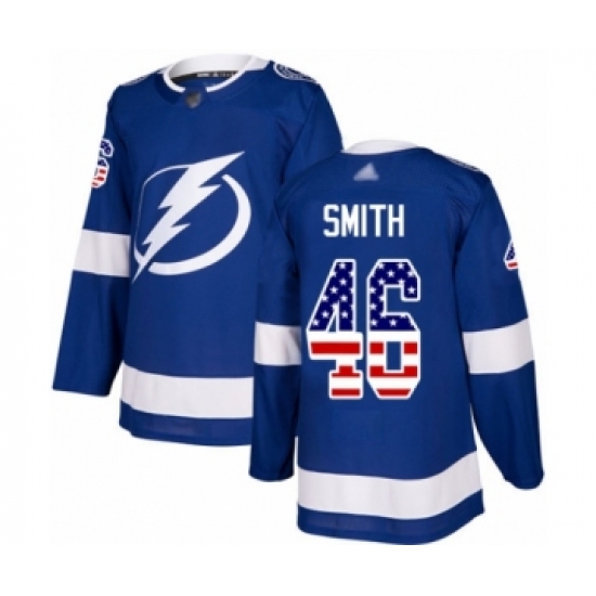 Men's Tampa Bay Lightning 46 Gemel Smith Authentic Blue USA Flag Fashion Hockey Jersey