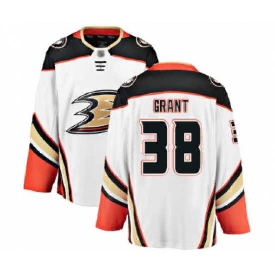 Youth Anaheim Ducks 38 Derek Grant Authentic White Away Fanatics Branded Breakaway Hockey Jersey