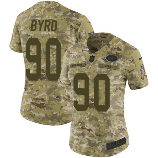 Women's Nike New York Jets 90 Dennis Byrd Limited Camo 2018 Salute to Service NFL Jersey