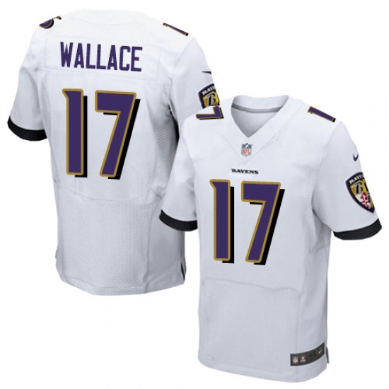 Men's Nike Baltimore Ravens 17 Mike Wallace Elite White NFL Jersey