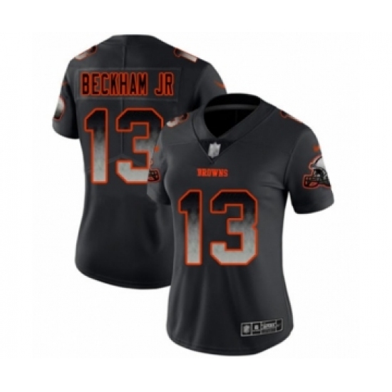 Women's Cleveland Browns 13 Odell Beckham Jr. Limited Black Smoke Fashion Football Jersey