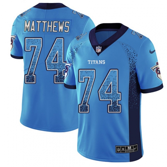 Youth Nike Tennessee Titans 74 Bruce Matthews Limited Blue Rush Drift Fashion NFL Jersey