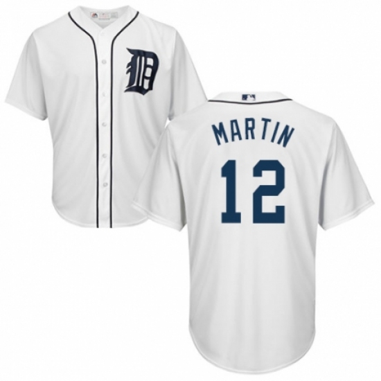 Men's Majestic Detroit Tigers 12 Leonys Martin Replica White Home Cool Base MLB Jersey