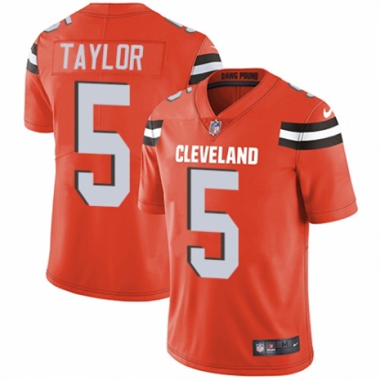 Men's Nike Cleveland Browns 5 Tyrod Taylor Orange Alternate Vapor Untouchable Limited Player NFL Jersey