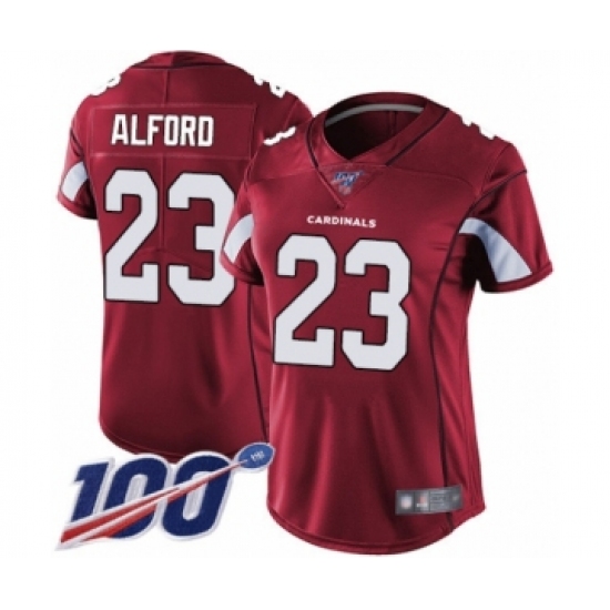 Women's Arizona Cardinals 23 Robert Alford Red Team Color Vapor Untouchable Limited Player 100th Season Football Jersey