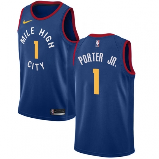 Men's Nike Denver Nuggets 1 Michael Porter Swingman Light Blue NBA Jersey Statement Edition