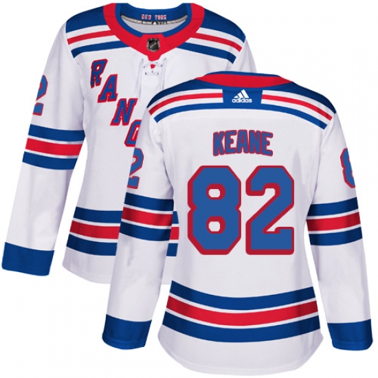 Women's Adidas New York Rangers 82 Joey Keane Authentic White Away NHL Jersey