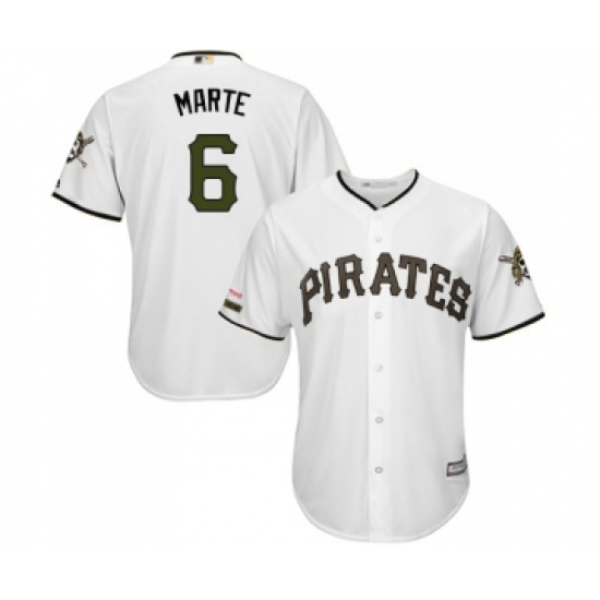 Men's Pittsburgh Pirates 6 Starling Marte Replica White Alternate Cool Base Baseball Jersey