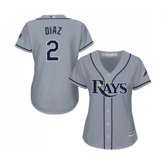 Women's Tampa Bay Rays 2 Yandy Diaz Replica Grey Road Cool Base Baseball Jersey