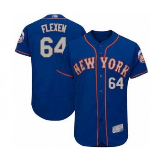 Men's New York Mets 64 Chris Flexen Royal Gray Alternate Flex Base Authentic Collection Baseball Player Jersey