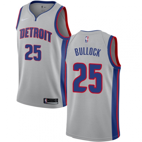 Women's Nike Detroit Pistons 25 Reggie Bullock Authentic Silver NBA Jersey Statement Edition