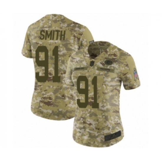 Women's Green Bay Packers 91 Preston Smith Limited Camo 2018 Salute to Service Football Jersey