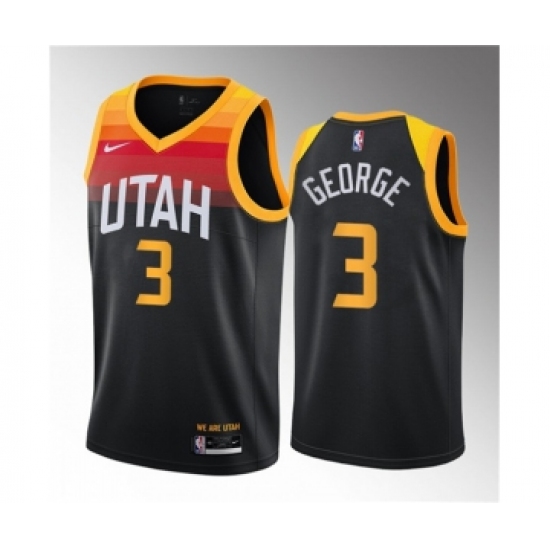 Men's Utah Jazz 3 Keyonte George Black 2023 Draft City Edition Stitched Basketball Jersey