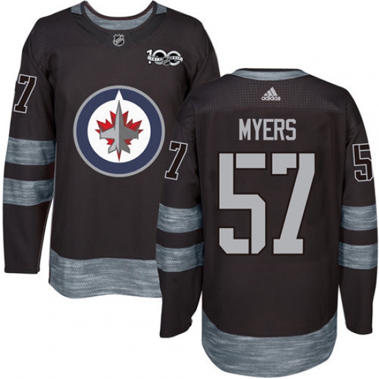 Men's Adidas Winnipeg Jets 57 Tyler Myers Premier Black 1917-2017 100th Anniversary NHL Jersey