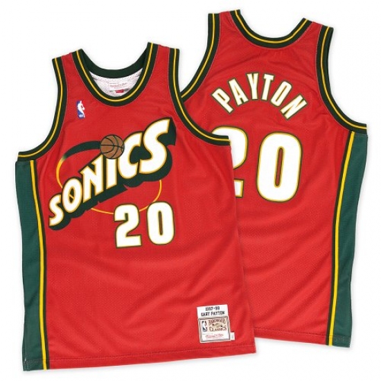 Men's Mitchell and Ness Oklahoma City Thunder 20 Gary Payton Swingman Red SuperSonics Throwback NBA Jersey