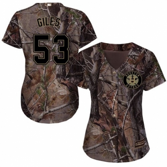 Women's Majestic Houston Astros 53 Ken Giles Authentic Camo Realtree Collection Flex Base MLB Jersey