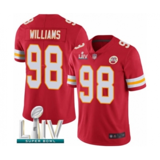 Men's Kansas City Chiefs 98 Xavier Williams Red Team Color Vapor Untouchable Limited Player Super Bowl LIV Bound Football Jersey