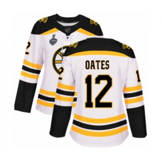 Women's Boston Bruins 12 Adam Oates Authentic White Away 2019 Stanley Cup Final Bound Hockey Jersey