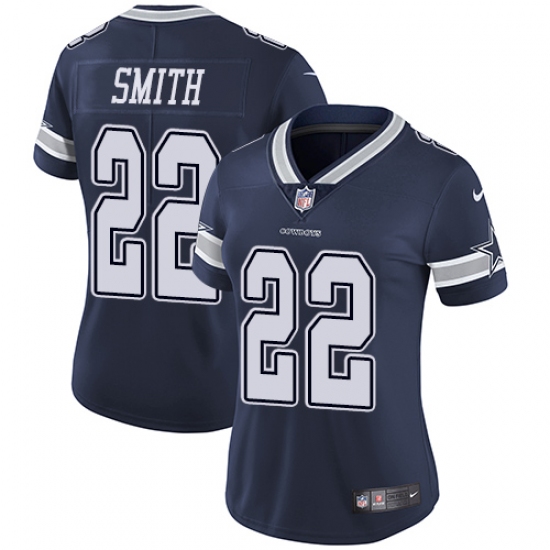 Women's Nike Dallas Cowboys 22 Emmitt Smith Navy Blue Team Color Vapor Untouchable Limited Player NFL Jersey