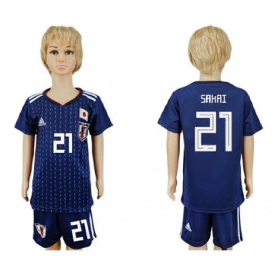 Japan 21 Sakai Home Kid Soccer Country Jersey