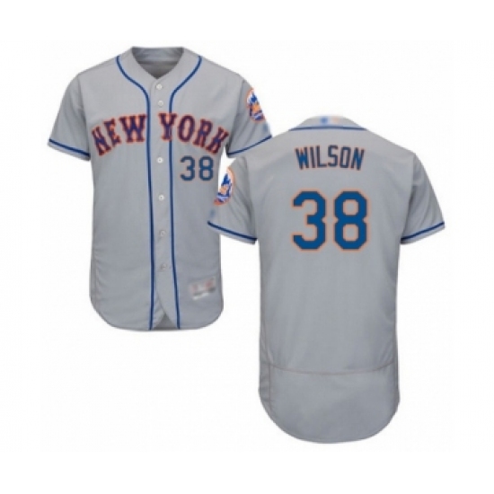 Men's New York Mets 38 Justin Wilson Grey Road Flex Base Authentic Collection Baseball Player Jersey