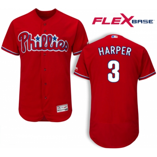 Men's Philadelphia Phillies 3 Bryce Harper Red Flexbase Authentic Collection Stitched MLB Jersey