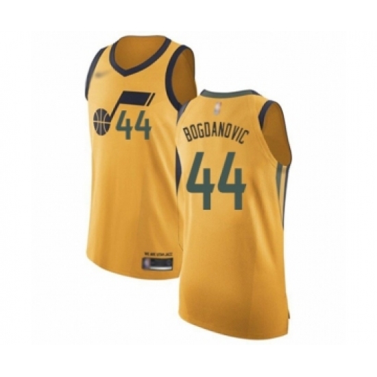 Men's Utah Jazz 44 Bojan Bogdanovic Authentic Gold Basketball Jersey Statement Edition