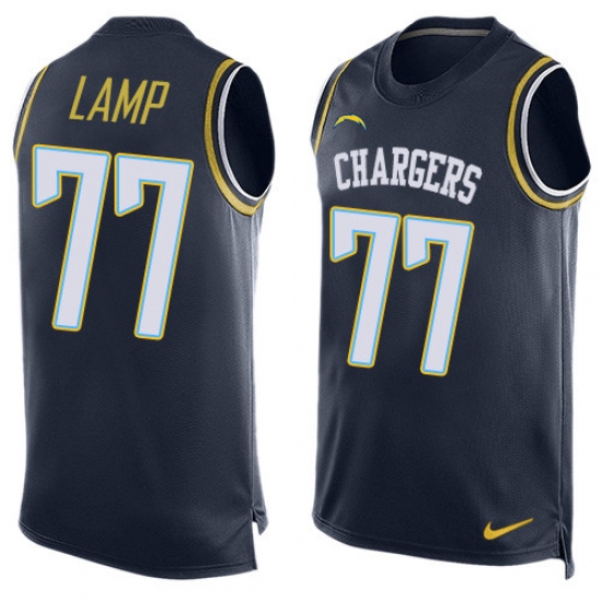 Men's Nike Los Angeles Chargers 77 Forrest Lamp Limited Navy Blue Player Name & Number Tank Top NFL Jersey