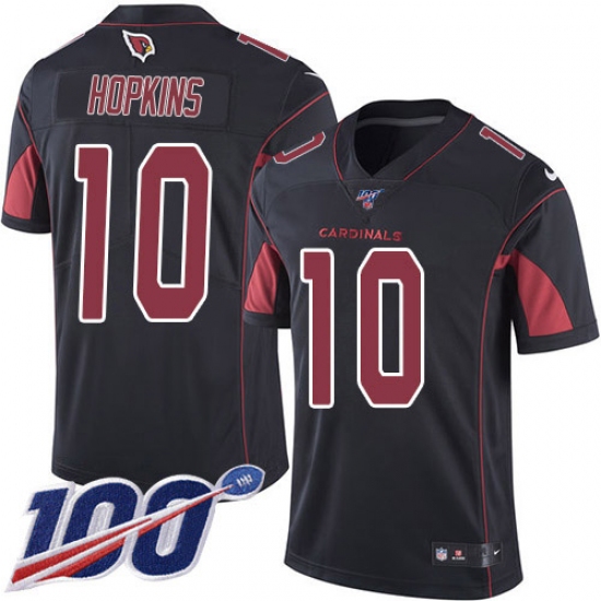 Men's Nike Arizona Cardinals 10 DeAndre Hopkins Black Stitched NFL Limited Rush 100th Season Jersey