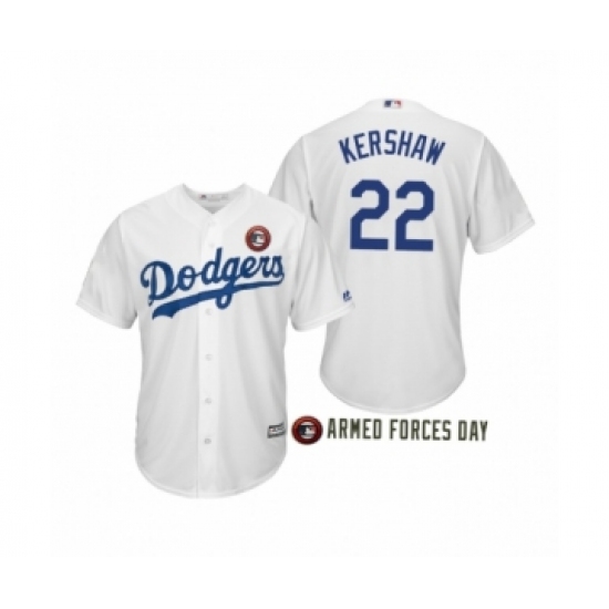 Men's 2019 Armed Forces Day Clayton Kershaw 22 Los Angeles Dodgers White Jersey