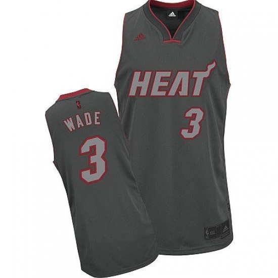 Men's Adidas Miami Heat 3 Dwyane Wade Swingman Grey Graystone Fashion NBA Jersey