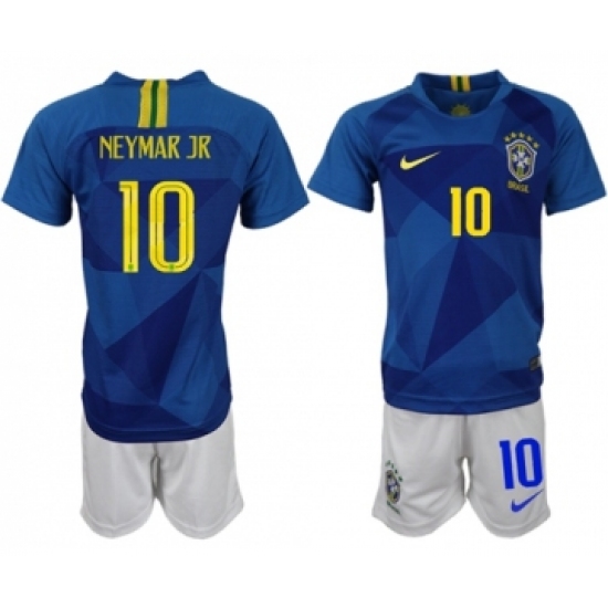 Brazil 10 Neymar Jr Away Kid Soccer Country Jersey