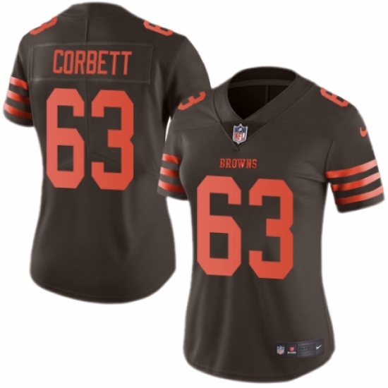 Women's Nike Cleveland Browns 63 Austin Corbett Limited Brown Rush Vapor Untouchable NFL Jersey