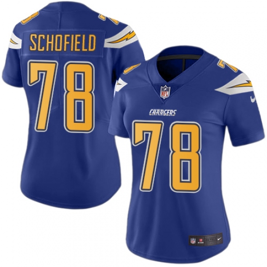 Women's Nike Los Angeles Chargers 78 Michael Schofield Limited Electric Blue Rush Vapor Untouchable NFL Jersey