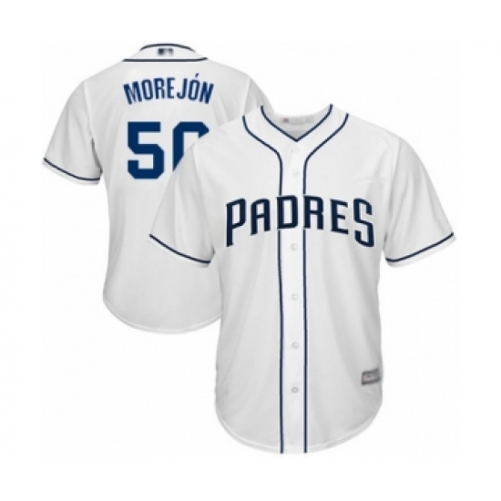 Youth San Diego Padres 50 Adrian Morejon Authentic White Home Cool Base Baseball Player Jersey