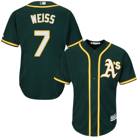 Men's Majestic Oakland Athletics 7 Walt Weiss Replica Green Alternate 1 Cool Base MLB Jersey