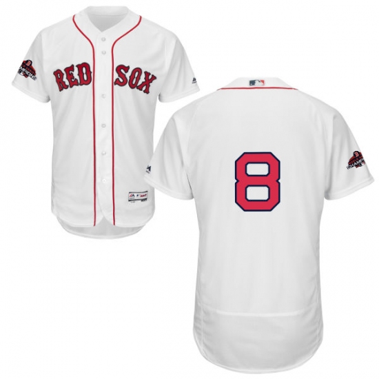 Men's Majestic Boston Red Sox 8 Carl Yastrzemski White Home Flex Base Authentic Collection 2018 World Series Champions MLB Jersey