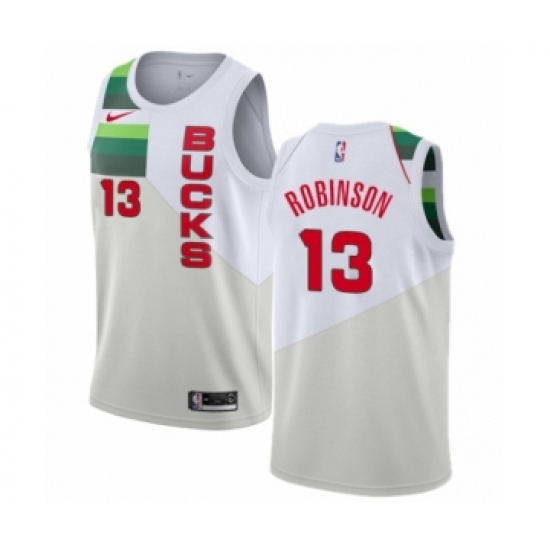 Men's Nike Milwaukee Bucks 13 Glenn Robinson White Swingman Jersey - Earned Edition