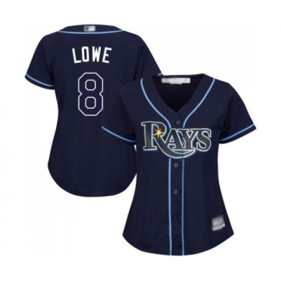 Women's Tampa Bay Rays 8 Brandon Lowe Replica Navy Blue Alternate Cool Base Baseball Jersey