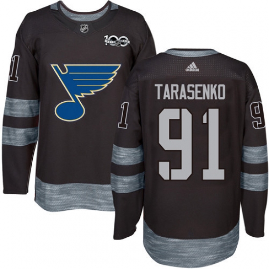 Men's Adidas St. Louis Blues 91 Vladimir Tarasenko Authentic Black 1917-2017 100th Anniversary NHL Jersey