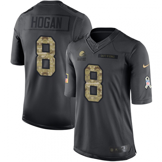 Men's Nike Cleveland Browns 8 Kevin Hogan Limited Black 2016 Salute to Service NFL Jersey