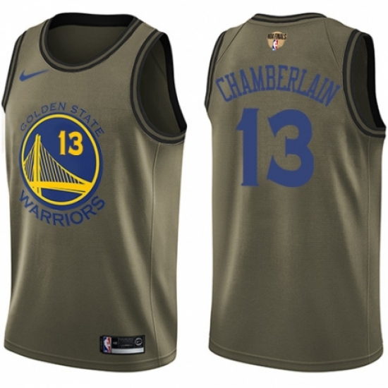 Men's Nike Golden State Warriors 13 Wilt Chamberlain Swingman Green Salute to Service 2018 NBA Finals Bound NBA Jersey