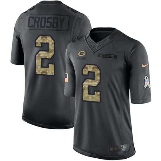 Youth Nike Green Bay Packers 2 Mason Crosby Limited Black 2016 Salute to Service NFL Jersey