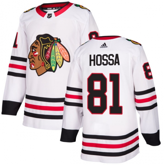 Women's Adidas Chicago Blackhawks 81 Marian Hossa Authentic White Away NHL Jersey