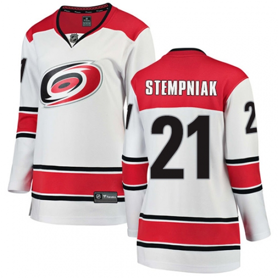 Women's Carolina Hurricanes 21 Lee Stempniak Authentic White Away Fanatics Branded Breakaway NHL Jersey