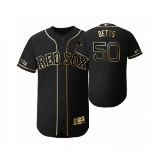Men 2019 Golden Edition Boston Red Sox Black 50 Mookie Betts Flex Base Jersey