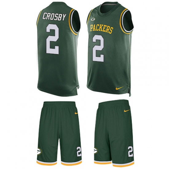 Men's Nike Green Bay Packers 2 Mason Crosby Limited Green Tank Top Suit NFL Jersey