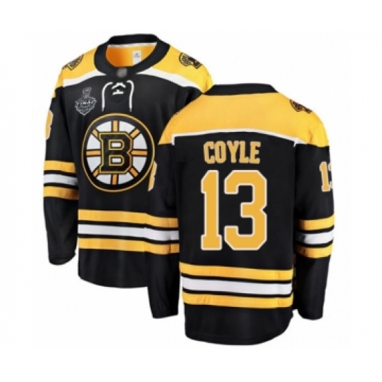 Men's Boston Bruins 13 Charlie Coyle Authentic Black Home Fanatics Branded Breakaway 2019 Stanley Cup Final Bound Hockey Jersey