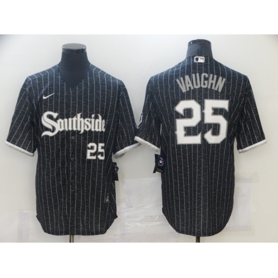 Men's Chicago White Sox 25 Andrew Vaughn 2021 City Connect Replica Black Jersey